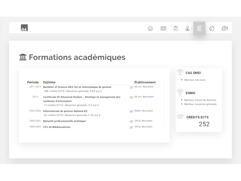 Site Internet - Page des formations